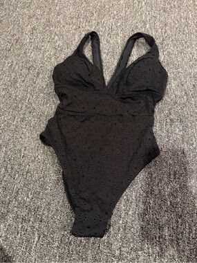 Adore Me Black Eyelet One-Piece Swimsuit | Size Small | Like New